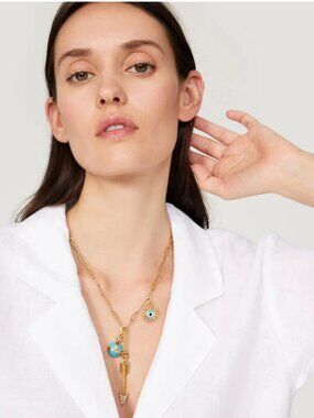 Elizabeth Cole Ara Necklace 24 KT Gold plate MSRP $323